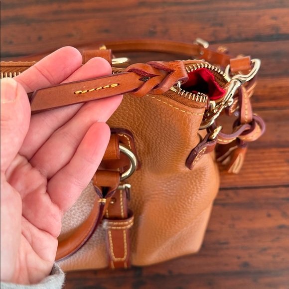 Dooney & Bourke Bristol Caramel Leather Satchel With Detachable Strap. - Picture 8 of 17